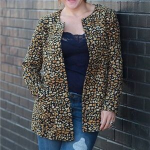 Who‎ What Wear Animal Print Blazer Watercolor Cheetah NWT Size Small